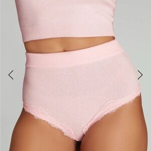 Agent Provocateur Pale Pink Wool Lace-Trim Briefs